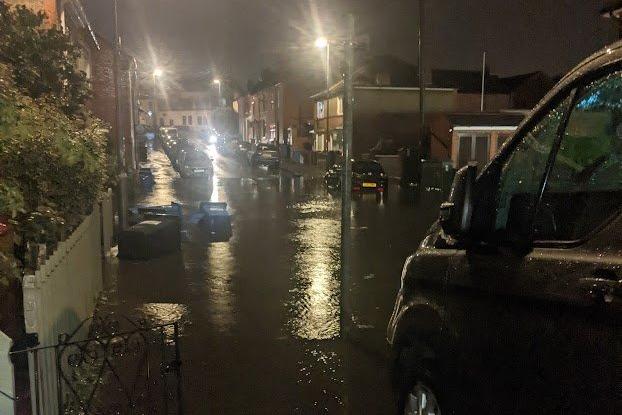 Flooding in Avondale Road, Kettering - picture by Russell Peace of Avondale Sweeps