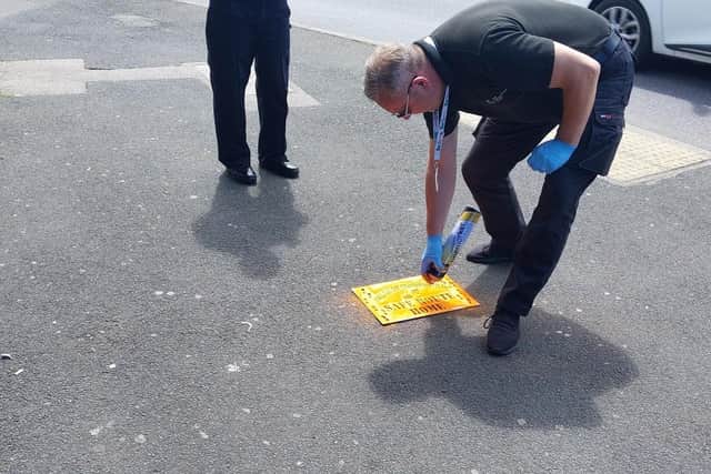 NNC Safer Communities Team worked with the Neighbourhood Policing Team to mark out some safer routes home in Corby Old Village. Credit: North Northamptonshire Council