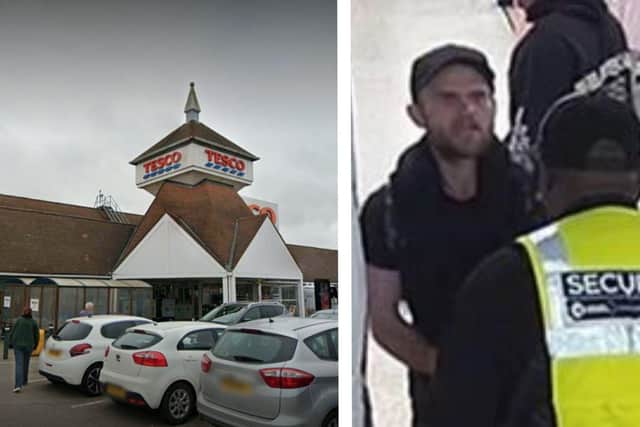 This is the man police in Wellingborough want to speak to in connection with a robbery at Tesco. Image: NW / Google / Northamptonshire Police