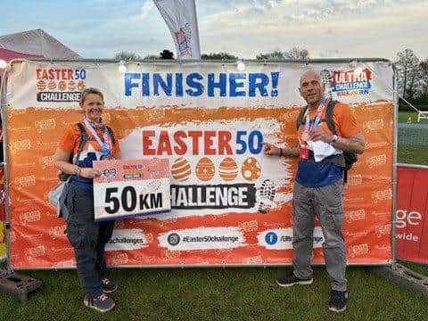 Laura and Phil after finishing the Easter 50 Ultra Challenge