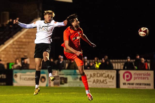 Action from Corby Town's 1-1 draw with Rugby Borough on Wednesday (Picture: Jim Darrah)