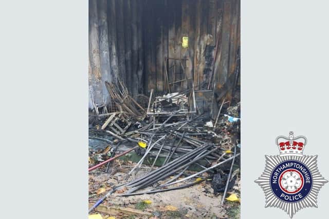 Equipment inside the container worth approximately £2000 was destroyed