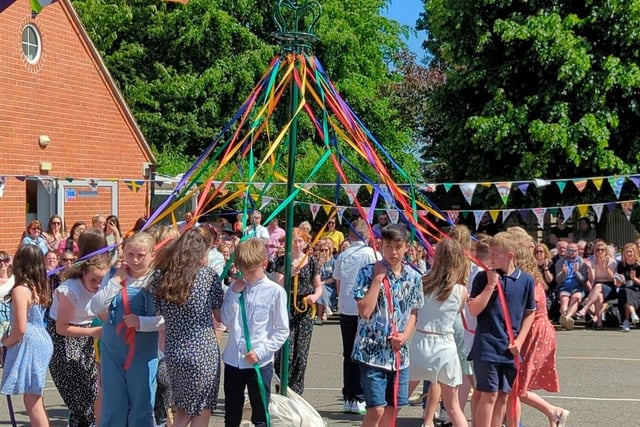 Maypole dancing at Gretton Primary Academy
