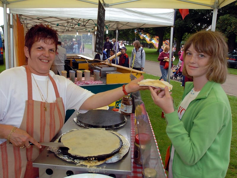 Nadine Jerome and Nicole Clark taste the crepes