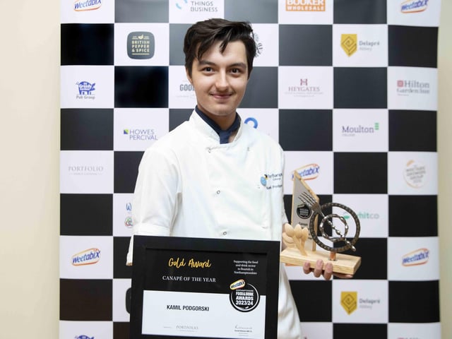 Kamil, who was actually part of the team cooking the three-course meal for the award guests, said: “It feels great, it’s a very interesting design that I managed to win with. I’m very proud of it.” Kamil made a scone with raspberry chutney, and mint paste, parmesan crisp and a mint leaf on top. At the age of 17, Kamil is already multi-award-winning and said: “I’m grabbing the awards as they come. It’s been amazing.” The plan moving forward is further study and work experience, with the end goal of working in a Michelin star restaurant.