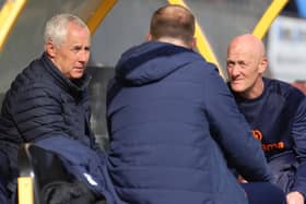 Manager Ian Culverhouse, coach Joe Simpson and assistant-boss Paul Bastock are plotting another big night for Kettering Town. Picture by Peter Short