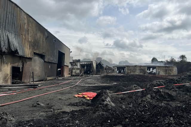 The aftermath of the fire at the Monoworld site in Rushden