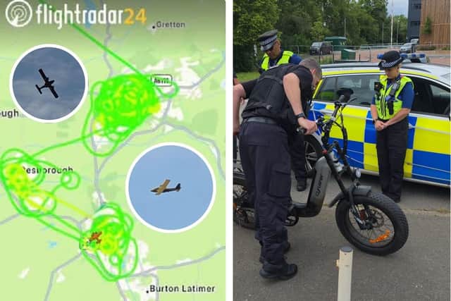 Police aeroplane crew deployed to support Northamptonshire Police as part of Operation Tides tackling nuisance e-bike/e-scooters/IMG/Flight Radar