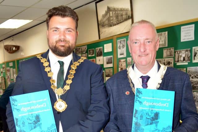 Town Mayors, Cllr. Ben Jameson (Kett.) & Cllr. Bill McElhinney (Des.) at Book Launch 16 Aug