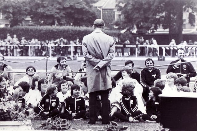 Prince Philip in Hillsborough Park, Sheffield in 1977 during a royal visit for the Queen's Silver Jubilee Year