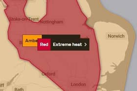 The Met Office red warning for Monday and Tuesday covers large swathes of south-east and central England — including Northamptonshire
