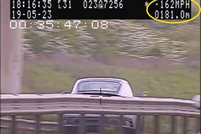 The Porsche was clocked doing 162mph on the A43 near Corby in May this year. The driver was banned for driving but was caught behind the wheel in Northampton earlier this month.