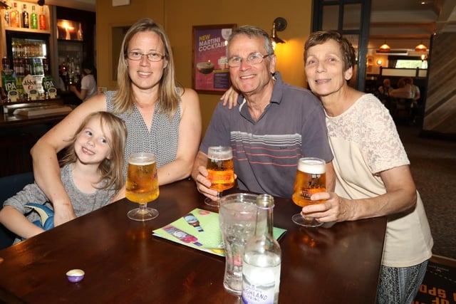 Germany fans l-r Robin Dobson, 5, mum Marion, and her parents Wilhelm and Sylvie Bushing