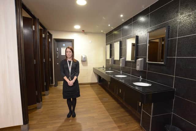 Jacqueline Litson, shift manager, in the toilets at The Red Well, Wellingborough