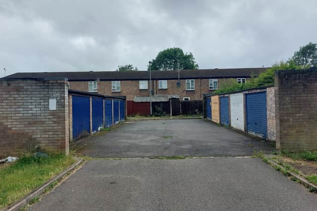 Some of the disused garages in Kilnway which have been transformed into new parking spaces for residents