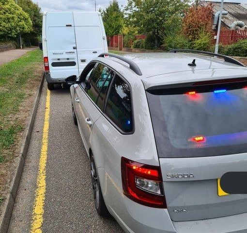 Back out and about after a quick lunch break the team stop this van which has no tax and insurance.