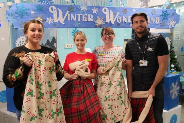 Pictured at Northampton General Hospital’s Disney Ward is Vicki Barber, AIT Home Delivery Head of People and Engagement with Play Assistant Gemma Butcher, Play Team Lead Emma Fee and James Langer, AIT Home Delivery Business Development Manager.