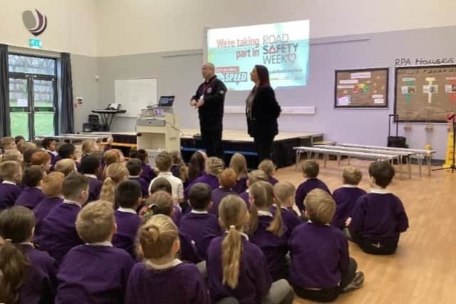 Northamptonshire police and fire commissioner visited Rushden Primary Academy to talk about road safety