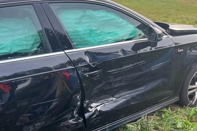 Damage caused to Laura Staniscia's sister's car after a crash last month.