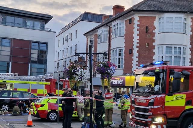 Emergency services are on the scene of the fire in Job's Yard, Kettering. Image: Alison Bagley