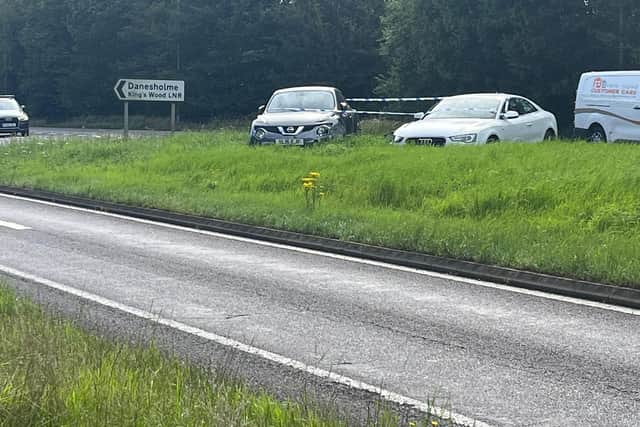 Two of the cars damaged in Friday's crash at the A6003 Danesolhme Road junction. Image: NationalWorld / Cllr Simon Rielly
