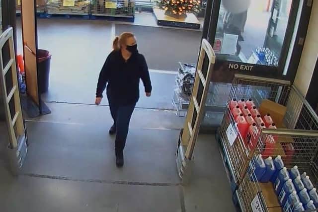 Fiona Beal seen in Northampton B&Q on CCTV. This footage has been shown to the jury in the murder trial. Photo: Northamptonshire Police.