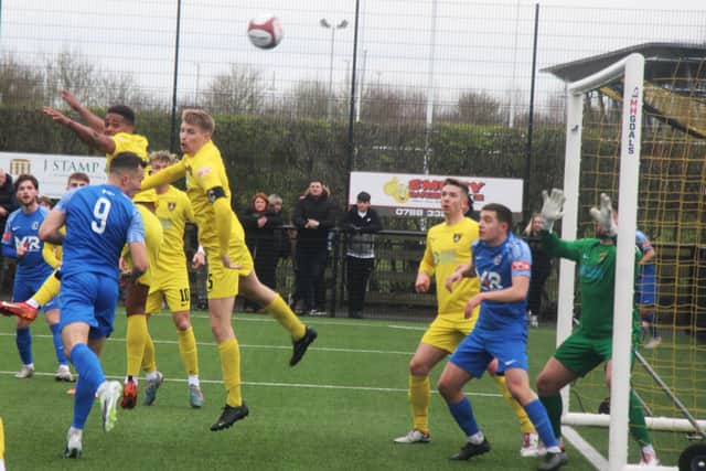 Corby Town on the attack at Harborough Town (Picture: David Tilley)