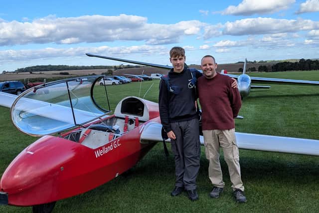 Oliver's first solo flight was a success, but 'nerve-wracking' for dad