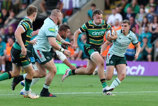 Tom Litchfield scored a first-half hat-trick for Saints against Leicester Tigers (photo by David Rogers/Getty Images)
