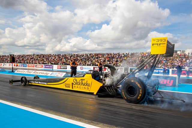 Top Fuel Dragsters will be one of the features of The Main Event at Santa Pod at the end of May. Picture courtesy of Santa Pod