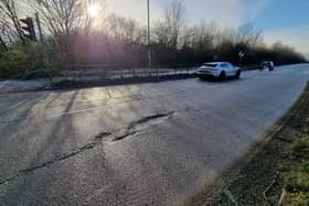A pothole on the A43 at Kettering