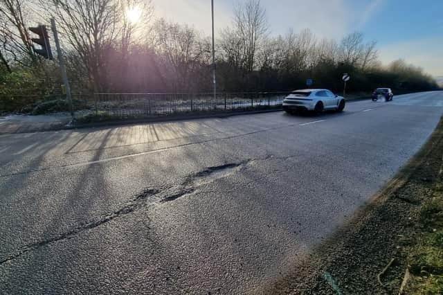 A pothole on the A43 at Kettering