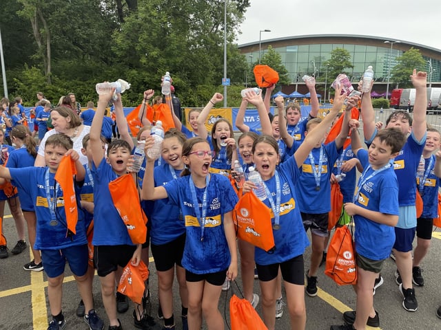 Younsters from Cottingham Primary School at the finish line