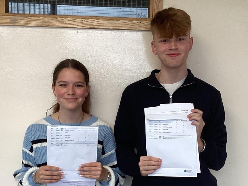 Students collecting their GCSE results at Montsaye
