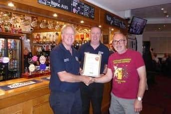 From left, assistant steward Mark Turner, steward Dave Bellamy and Northamptonshire CAMRA chair Bernie Peal