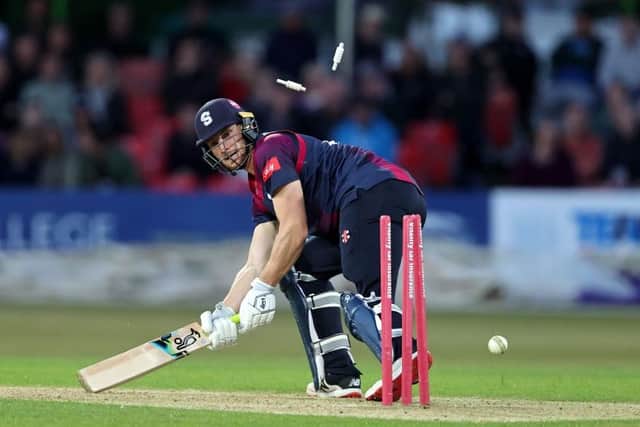 Rob Keogh is bowled for 14 during the Steelbacks' Blast defeat to Leicestershire Foxes on Friday night