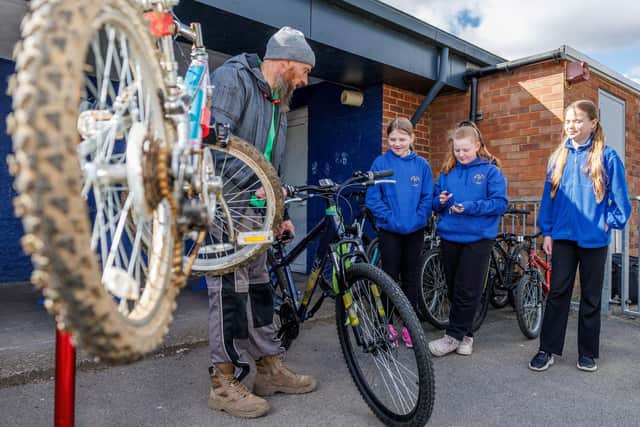Children from Croyland Primary School at the bike fix day