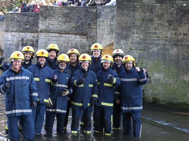 Annual Boxing Day Squirt between Geddington Volunteer Fire Brigade and Northants Fire and Rescue at Geddington Ford/National World