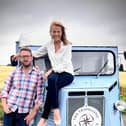 Christina Trevanion and JJ Chalmers with The Travelling Auctioneers van