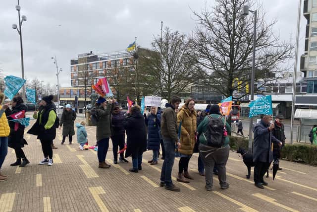 The scenes outside Corby Cube this morning (March 16, 2023)