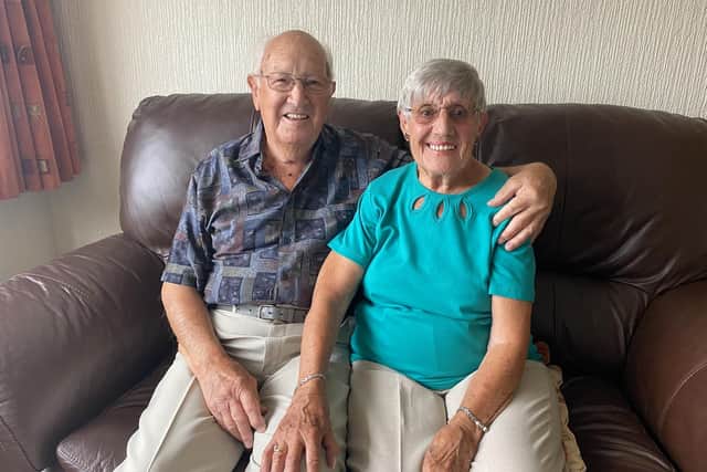 Denis and Sylvia Pitcher pictured at their Northampton home as they celebrate their 70th wedding anniversary.