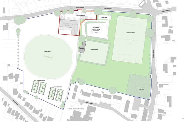 The proposed location of the community centre in the recreational ground