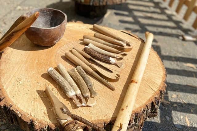 Ancient tools made by volunteers at Stanwick Lakes