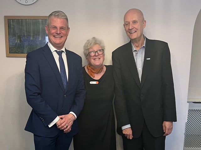 Stuart Andrew, Member of Parliament for Daventry and Shadow Secretary of State for Health and Social Care, Sue Watson MBE, Home Manager at Pytchley Court Care Home and Martin Green OBE, Chief Executive of Care England