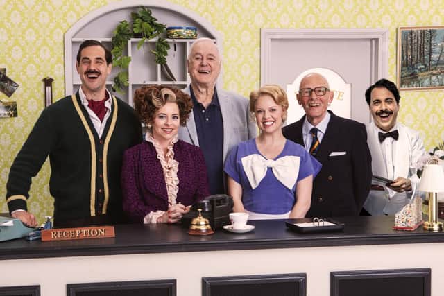 John Cleese with members of the cast (photo: Trevor Leighton)