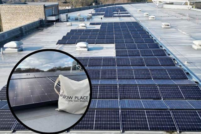 The new solar panels in place