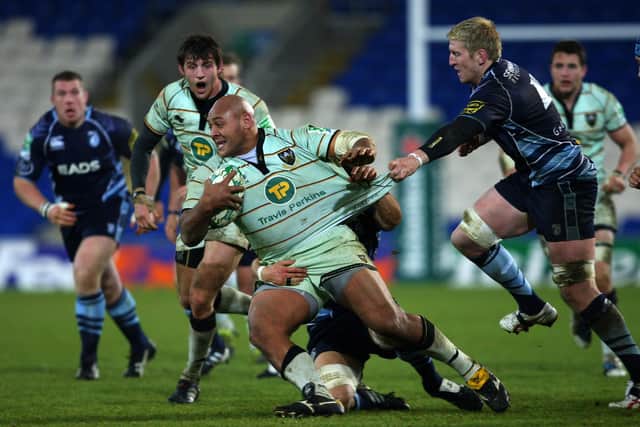 Soane Tonga'uiha in action the last time Saints faced Cardiff, way back in December 2010 (photo by Stu Forster/Getty Images)