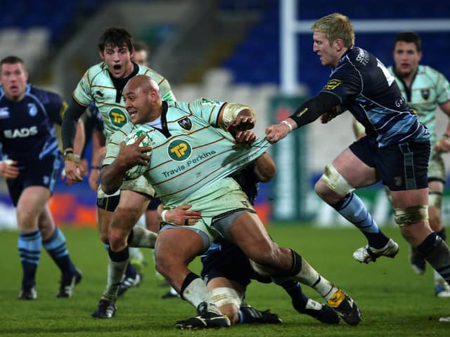 Soane Tonga'uiha in action the last time Saints faced Cardiff, way back in December 2010 (photo by Stu Forster/Getty Images)