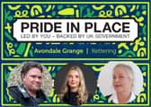 Pride in Place board members L-r Sgt Steve Cheatham, MP for Kettering Rosie Wrighting, North Northants Council’s Cllr Julie Howe (Avondale/Reform UK) Pride in Place Kettering Avondale Grange.