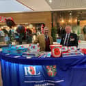 Freemasons local head Mark Constant and veteran Phil Scrannage manning the stand in Peterborough